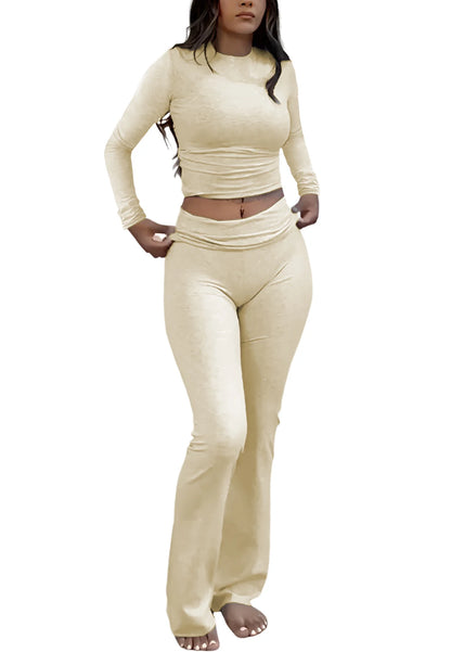 Women's Yoga Two-Piece Set ,Long-Sleeve Wide-Leg Activewear, Yoga  Coordinated Set