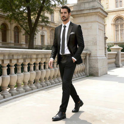 Men's Slim Fit  Business Suit 2-Piece Jacket & Pant Suit