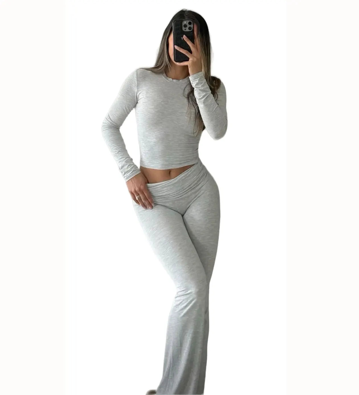 Women's Yoga Two-Piece Set ,Long-Sleeve Wide-Leg Activewear, Yoga  Coordinated Set