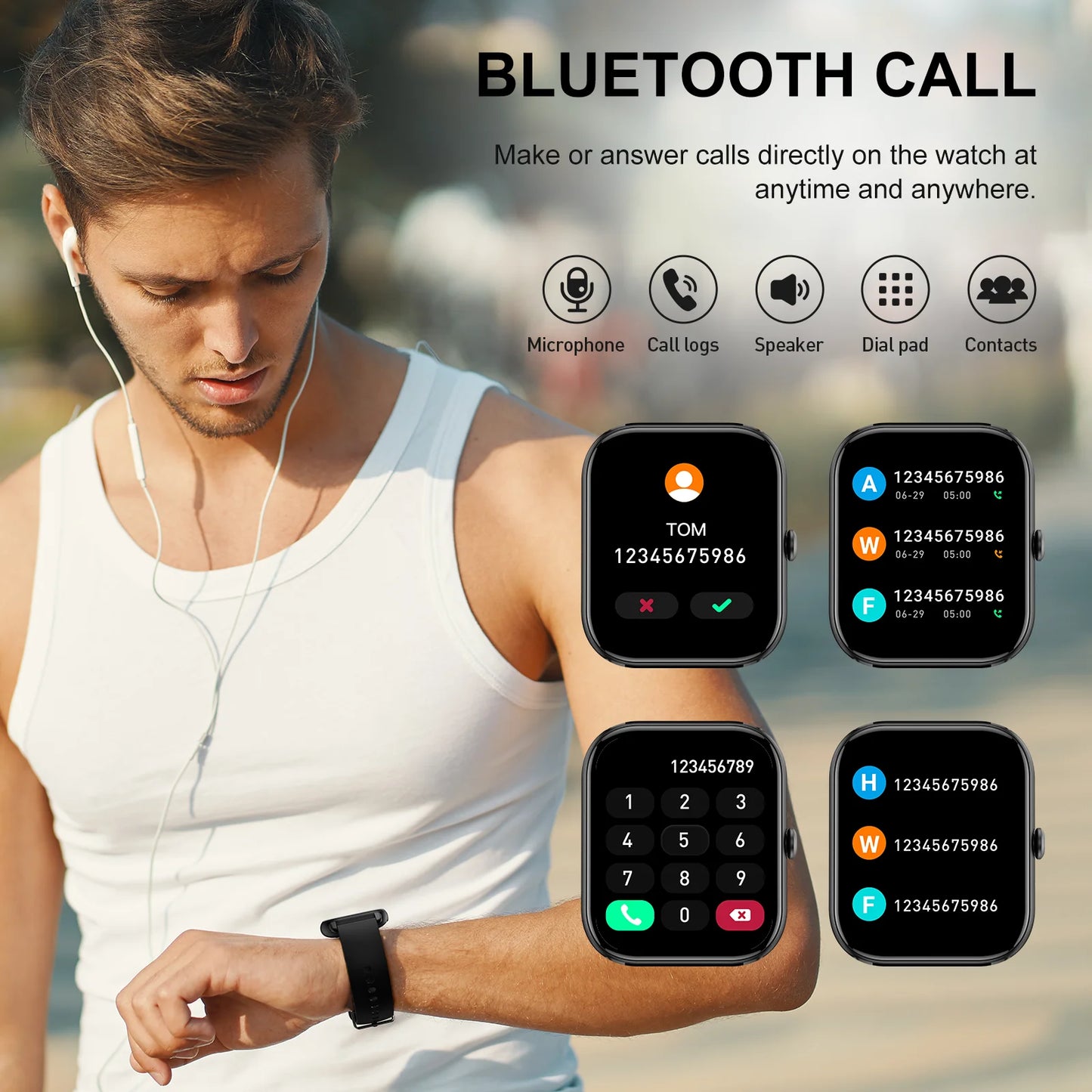 Health Monitoring Waterproof Bluetooth Unisex Smart Watch