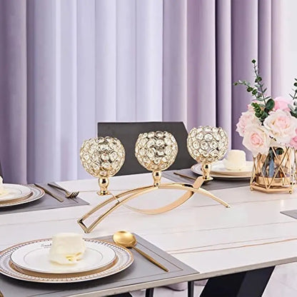 Gold 3-Arms Candle Holders Tea light Candlestick Candelabra Stand for Table Centerpieces Living Room Wedding Decor