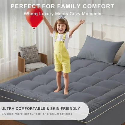 2~3In Mattress Topper Size Pillow Top - Extra Thick Padded Mattress Pad and Protector, Breathable Fitted Deep Pocket 8-21, Ultr